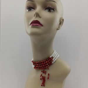 Bloody pearl cosplay necklace Halloween